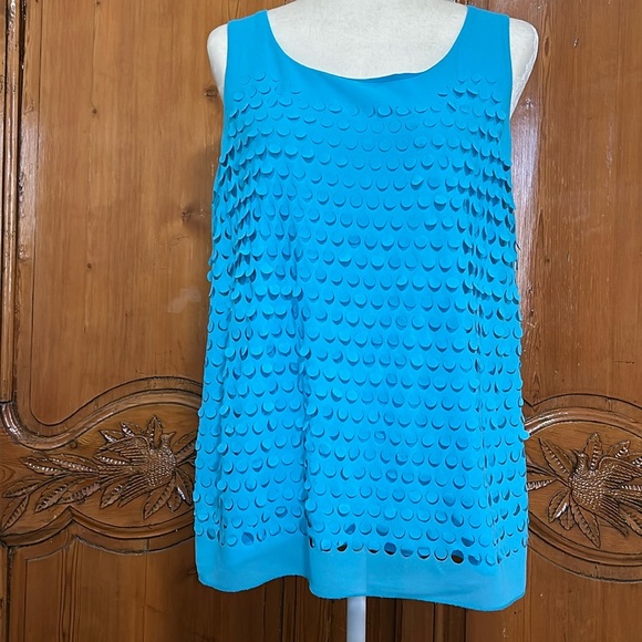 Ann Taylor Tops - Ann Taylor Lazer Cut Turquoise Tank Top